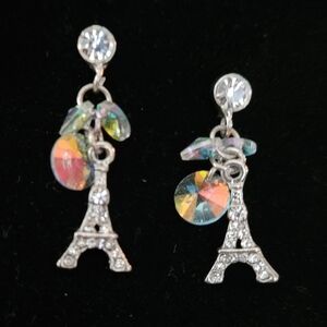Effiel Tower Crystal‎ Cluster Earrings
